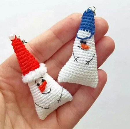 Amigurumi Snowman Keychain Free Pattern