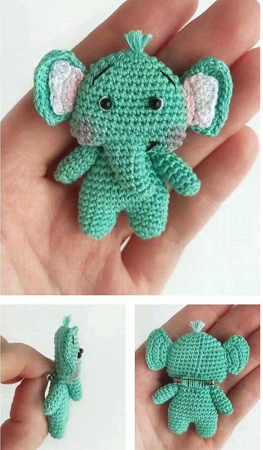 Crochet Elephant Keychain Free Pattern 7