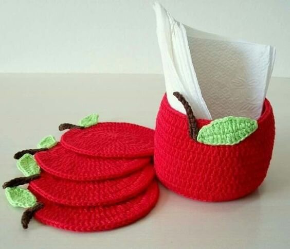 Crochet Potholders Apple Free Pattern 3