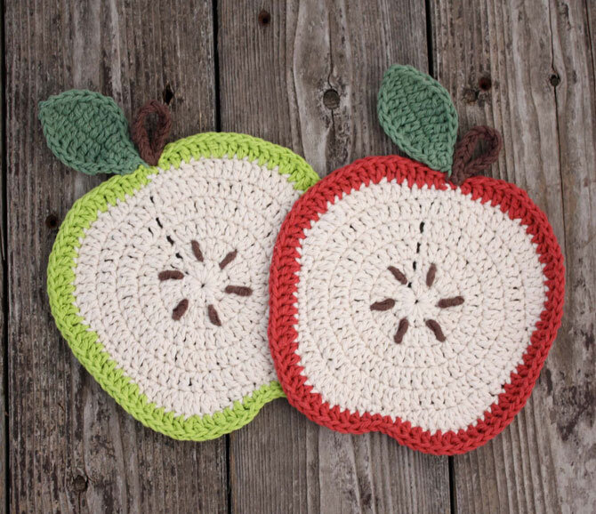 Crochet Potholders Apple Free Pattern