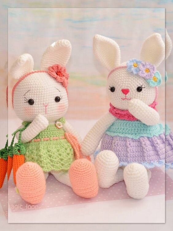 Knitting Amigurumi Bunny Latta in Dress Pattern 1