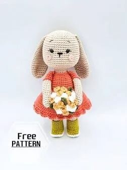 Knitting Amigurumi Bunny Latta in Dress Pattern 10