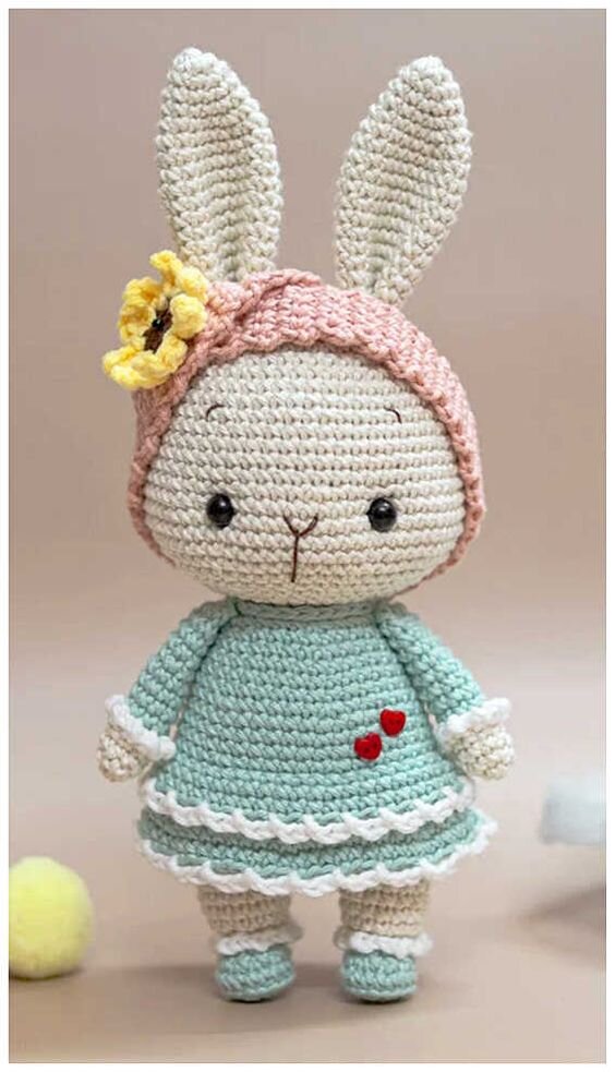 Knitting Amigurumi Bunny Latta in Dress Pattern 2