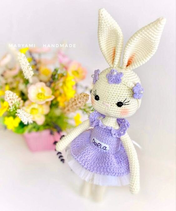 Knitting Amigurumi Bunny Latta in Dress Pattern 9