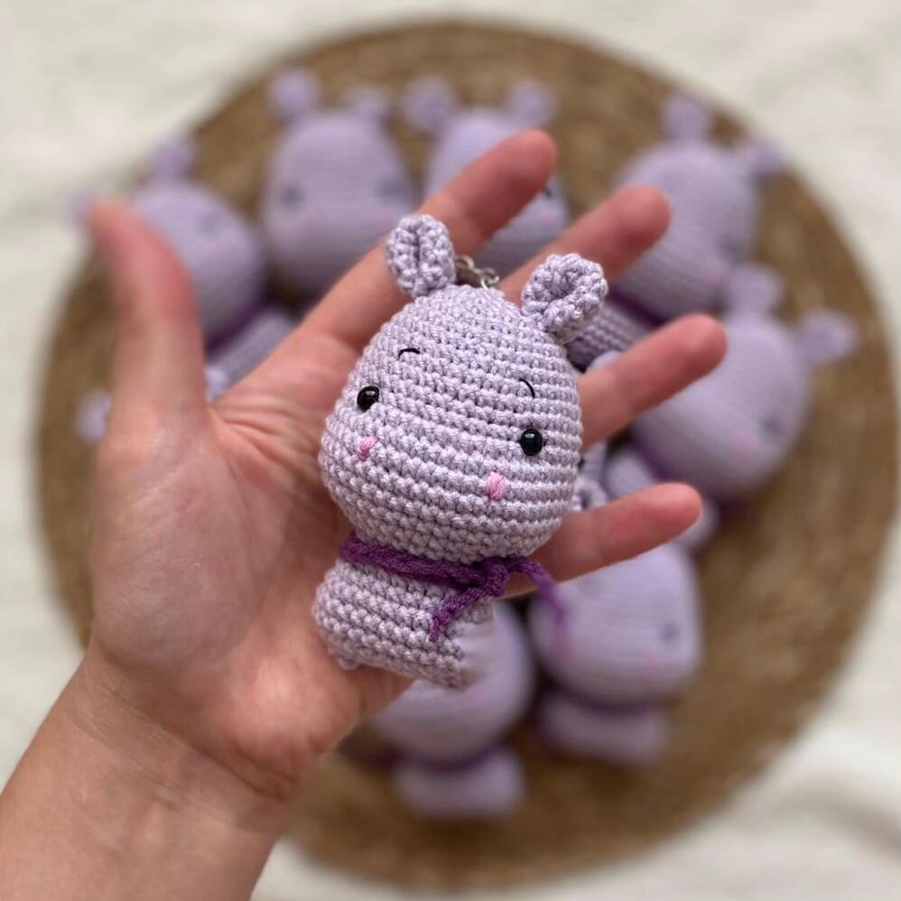 Knitting Amigurumi Keychain Hippo Free Pattern 3