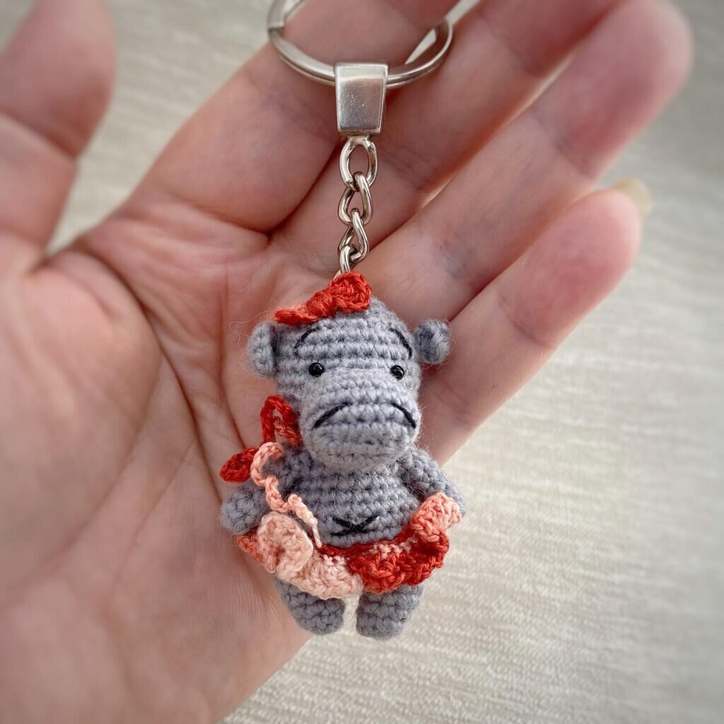 Knitting Amigurumi Keychain Hippo Free Pattern 8