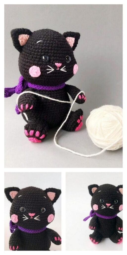 Knitting Black Cat Amigurumi Free Pattern 2