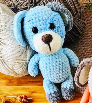 Knitting Blue Dog Amigurumi Free Pattern