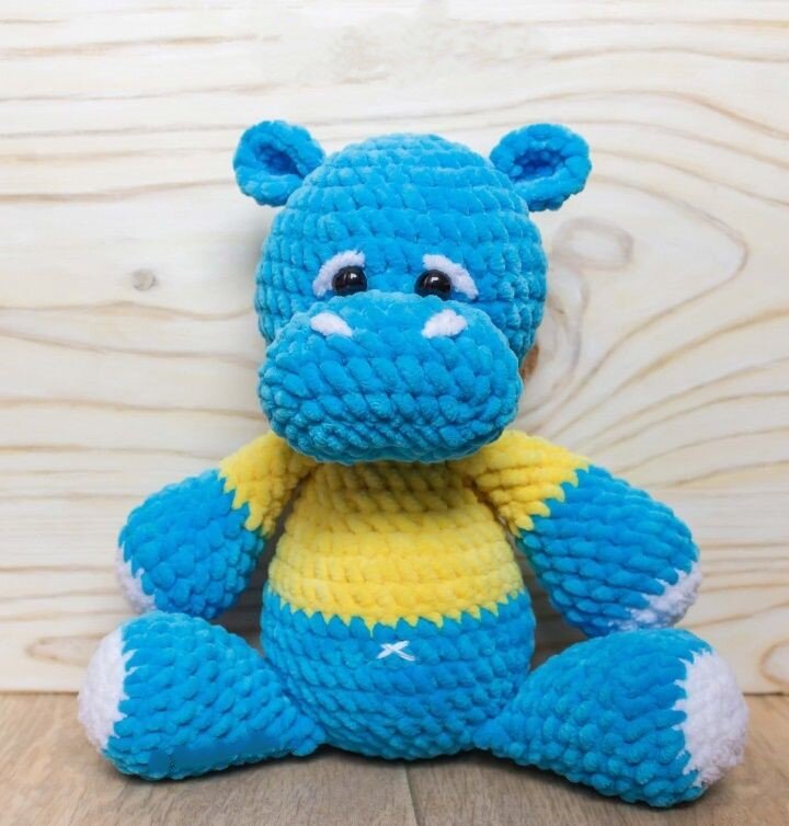 Knitting Blue Hippo Amigurumi Free Pattern 1