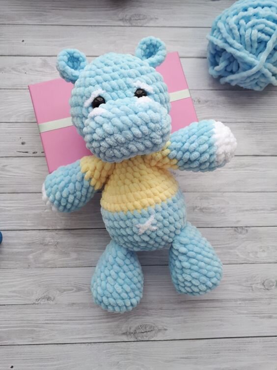 Knitting Blue Hippo Amigurumi Free Pattern 2